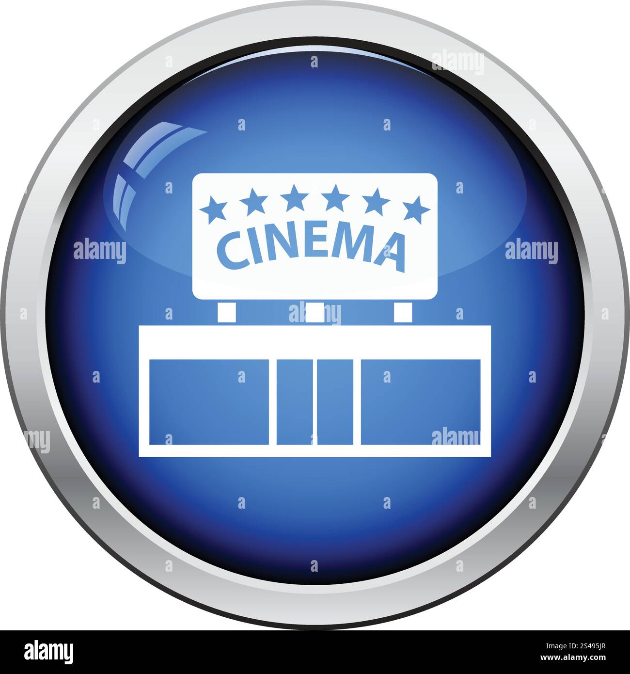 L'icône de l'entrée du cinéma. Bouton brillant design. Vector illustration. Illustration de Vecteur