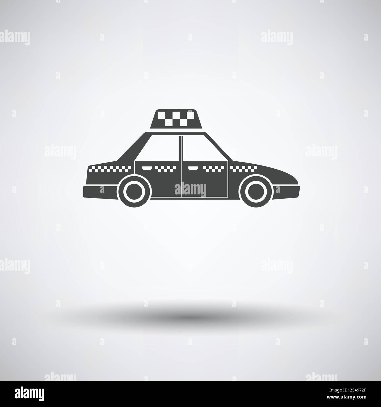 Taxi Voiture icône sur fond gris, ombre ronde. Vector illustration. Illustration de Vecteur
