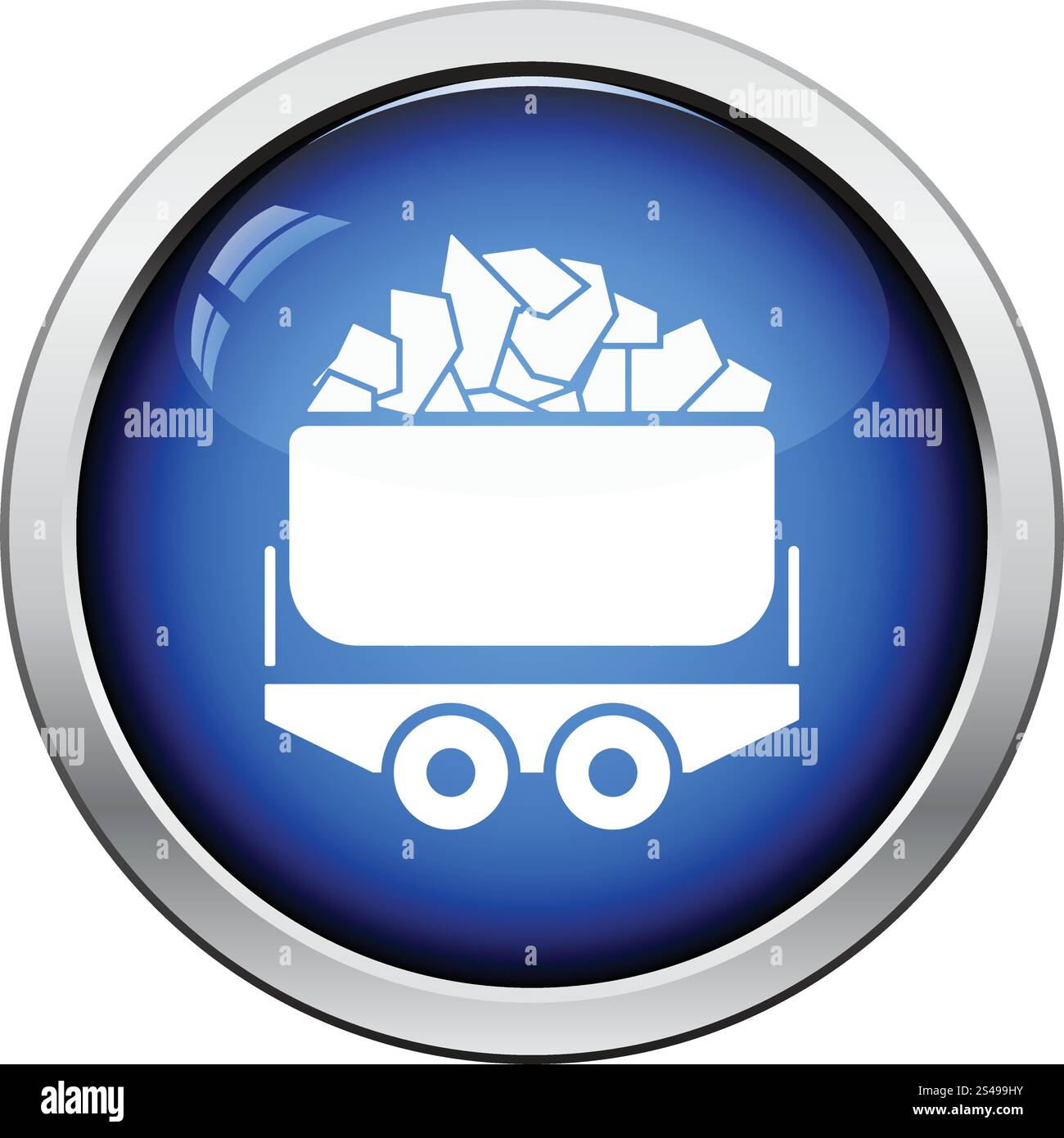 Chariot de charbon mine icône. Bouton brillant design. Vector illustration. Illustration de Vecteur