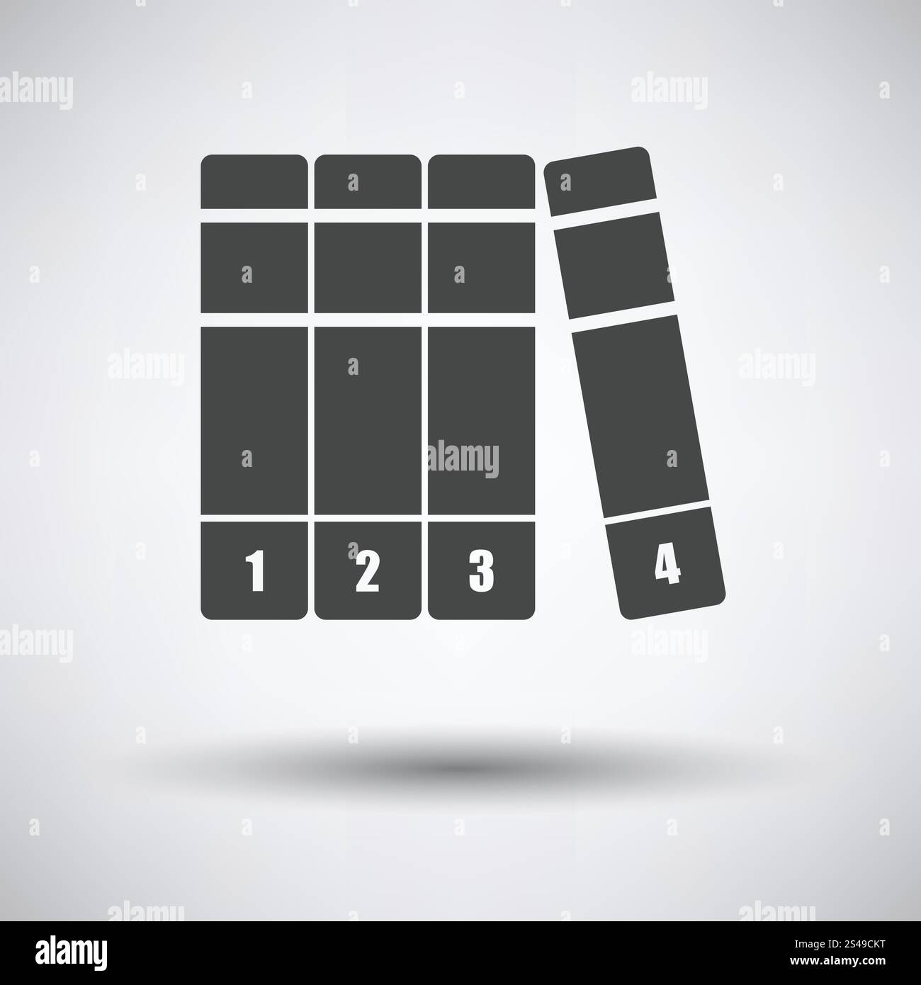 Les volumes de livres icône sur fond gris, ombre ronde. Vector illustration. Illustration de Vecteur