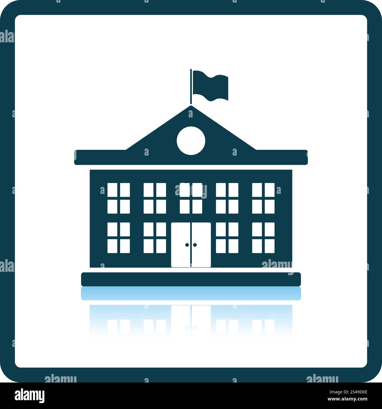 Icône de bâtiment de l'école. Reflet de l'ombre. Vector illustration. Illustration de Vecteur