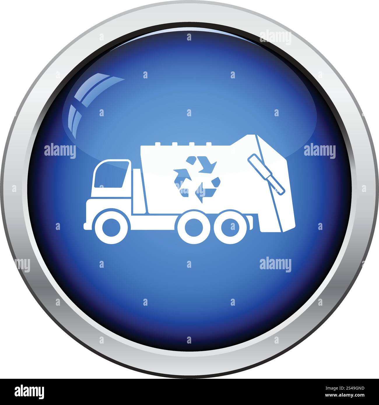 Recyclage des déchets car l'icône. Bouton brillant design. Vector illustration. Illustration de Vecteur