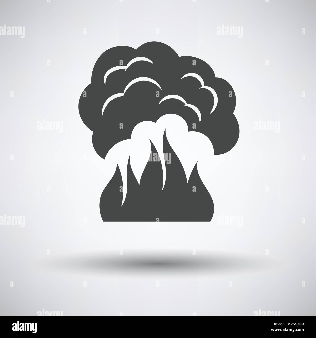 L'icône d'incendie et de fumée sur fond gris avec ombre ronde. Vector illustration. Illustration de Vecteur