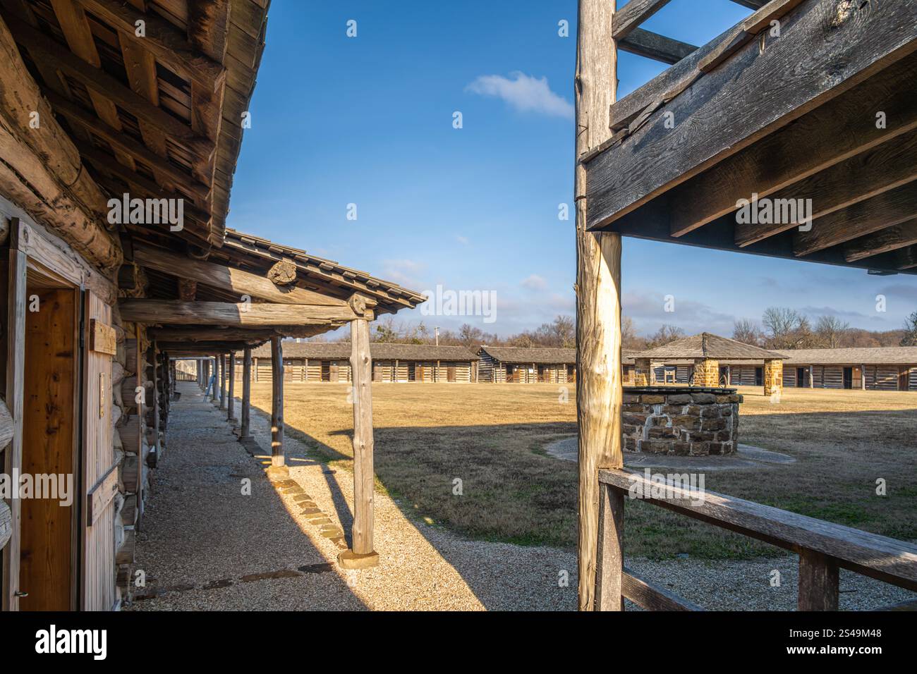 À l'intérieur de la réserve de fort Gibson, un lieu militaire historique de l'Oklahoma qui gardait la frontière américaine dans le territoire indien de 1824 à 1888. Banque D'Images