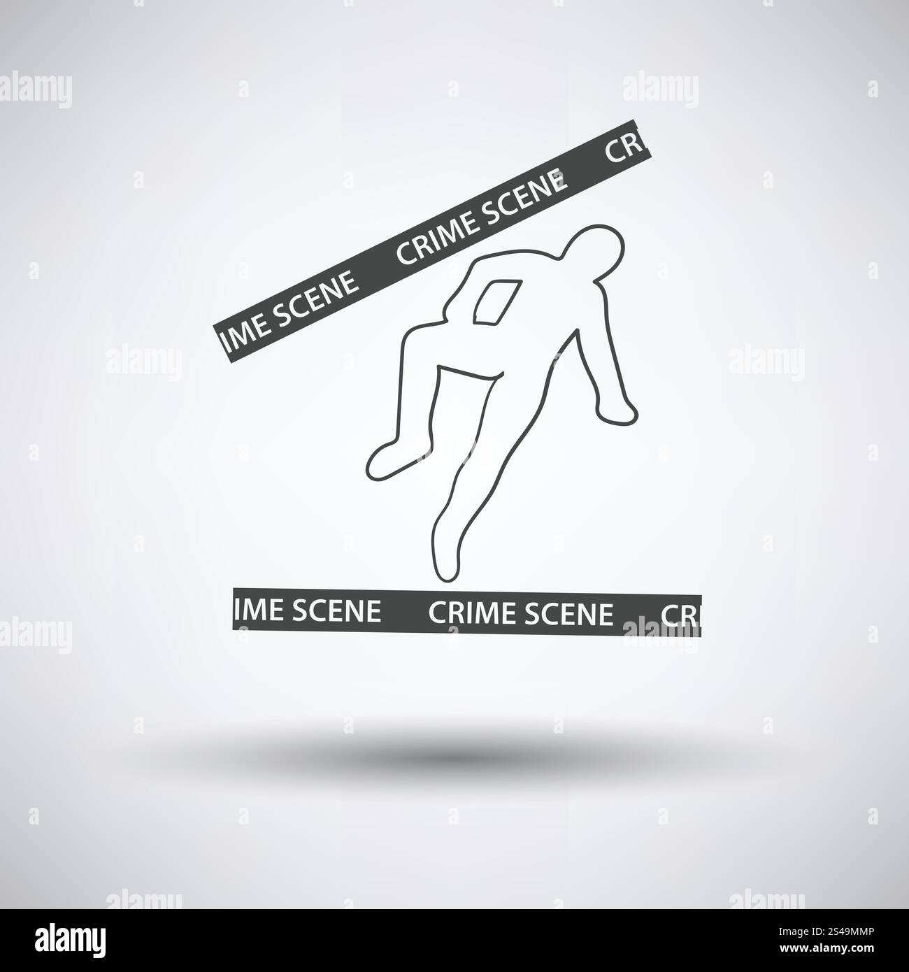 L'icône de la scène du crime sur fond gris avec ombre ronde. Vector ...