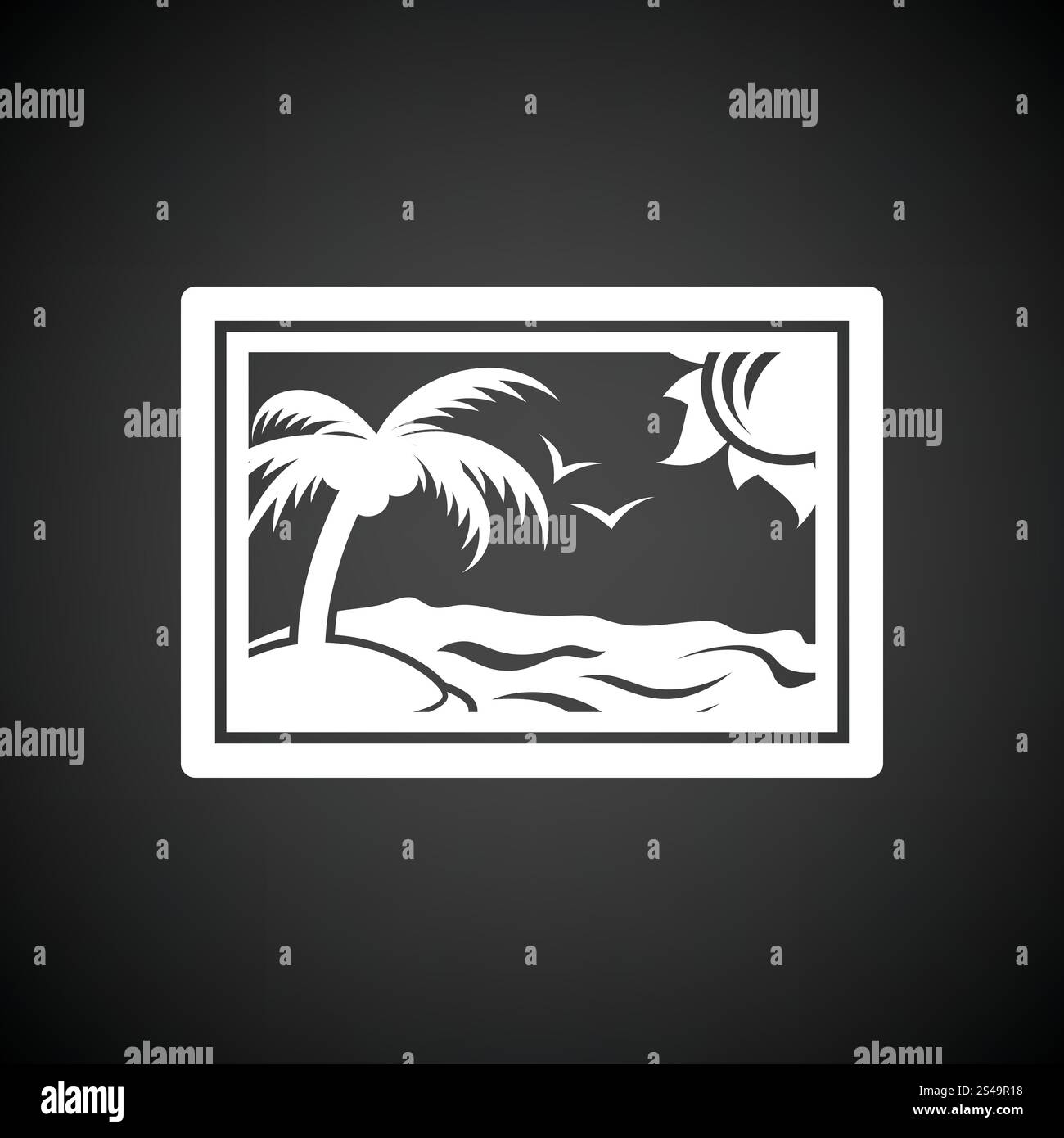 L'icône de l'art du paysage. Fond noir avec blanc. Vector illustration. Illustration de Vecteur