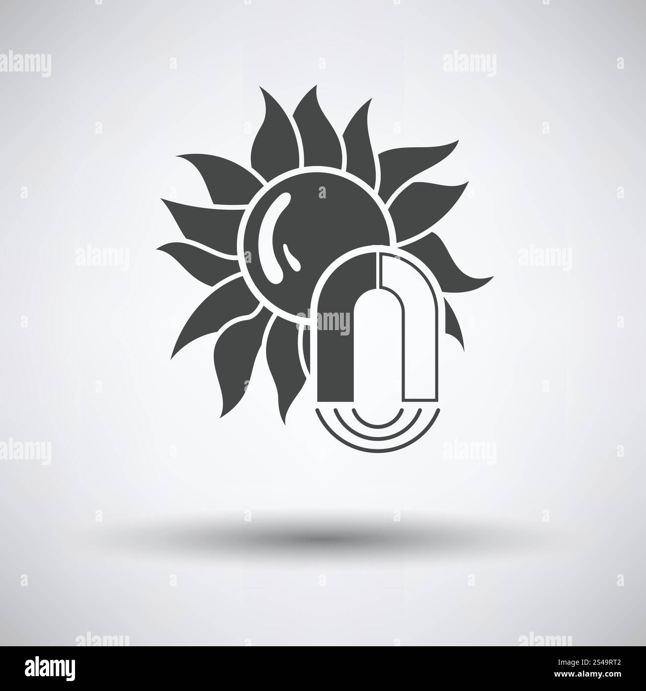 Tempête magnétique icône sur fond gris avec ombre ronde. Vector illustration. Illustration de Vecteur