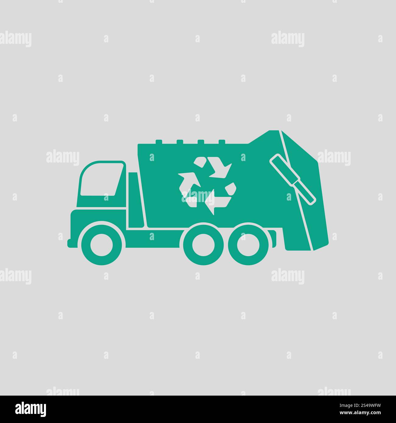 Recyclage des déchets car l'icône. Avec fond gris vert. Vector illustration. Illustration de Vecteur