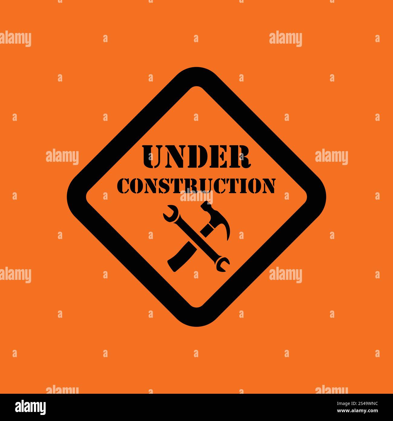 De l'icône en construction. Fond orange avec du noir. Vector illustration. Illustration de Vecteur