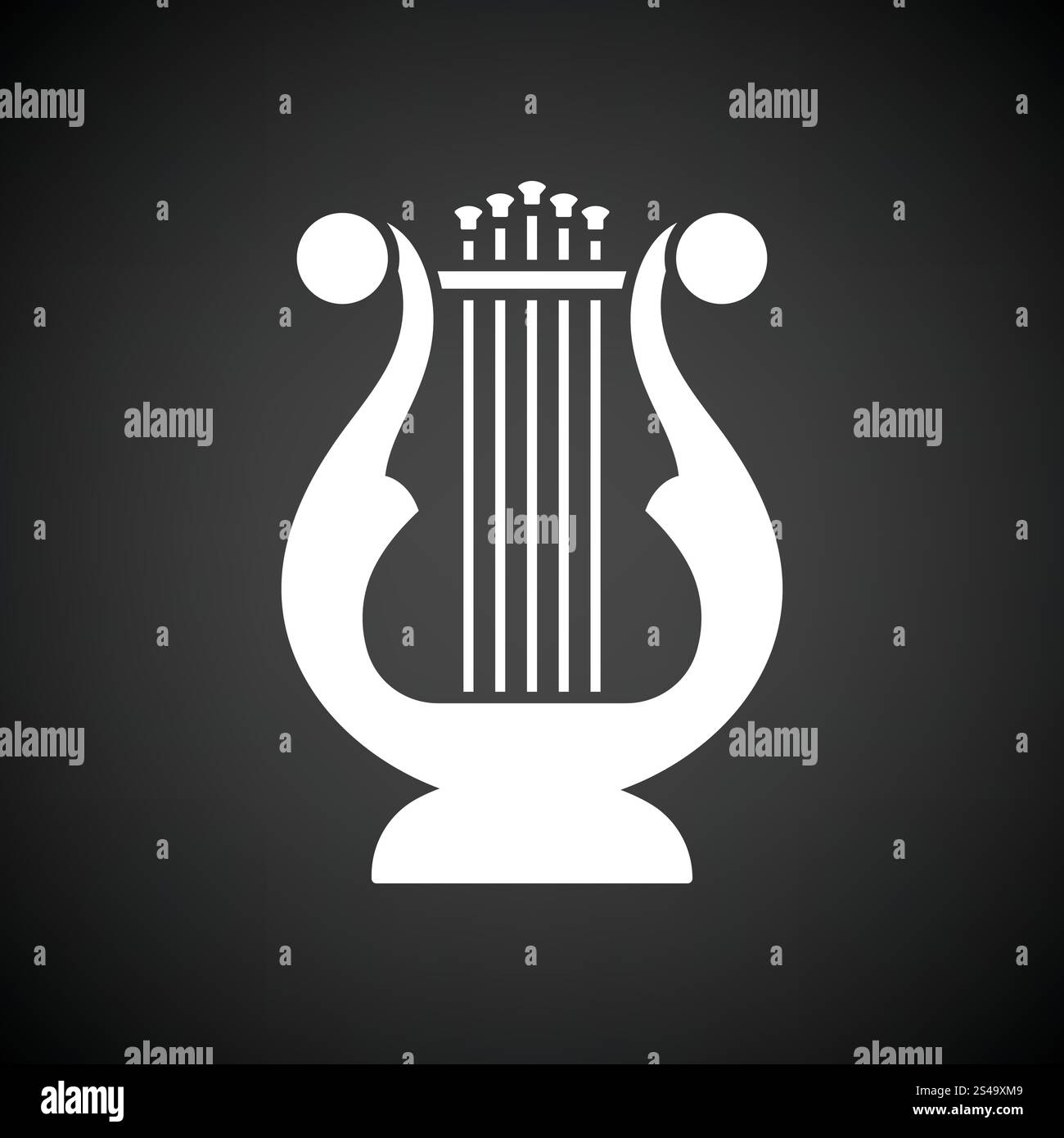 L'icône de lyre. Fond noir avec blanc. Vector illustration. Illustration de Vecteur