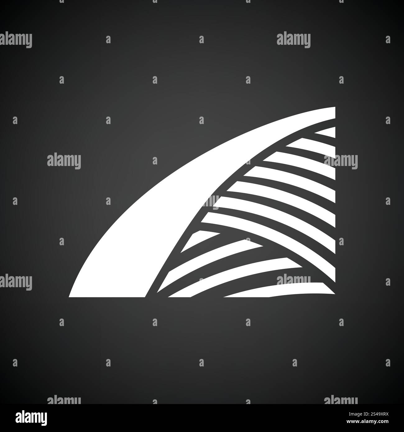 Icône du champ de l'agriculture. Fond noir avec blanc. Vector illustration. Illustration de Vecteur