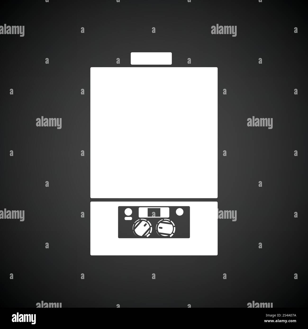 L'icône de chaudière à gaz. Fond noir avec blanc. Vector illustration. Illustration de Vecteur