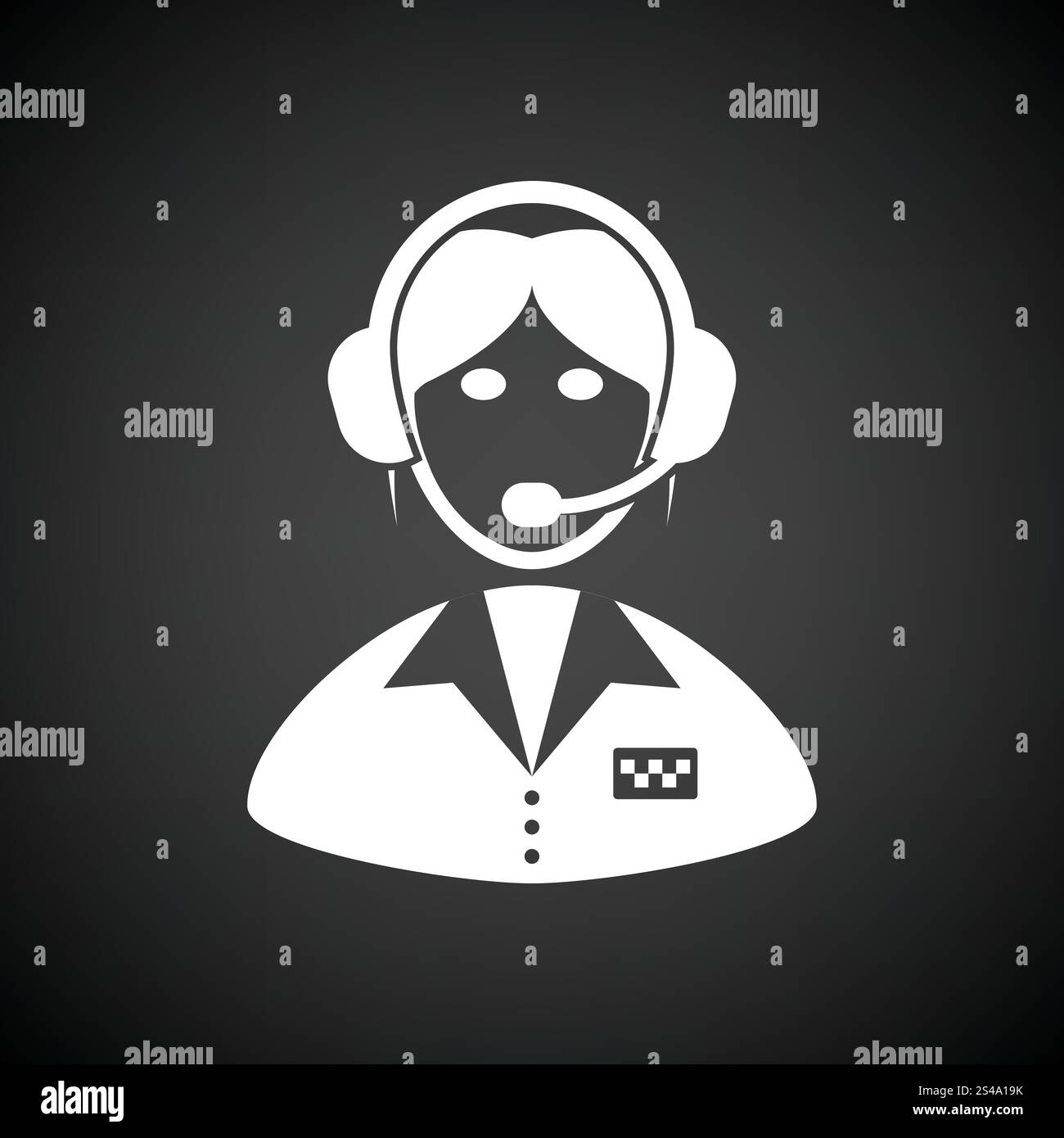 L'icône de taxi dispatcher. Fond noir avec blanc. Vector illustration. Illustration de Vecteur