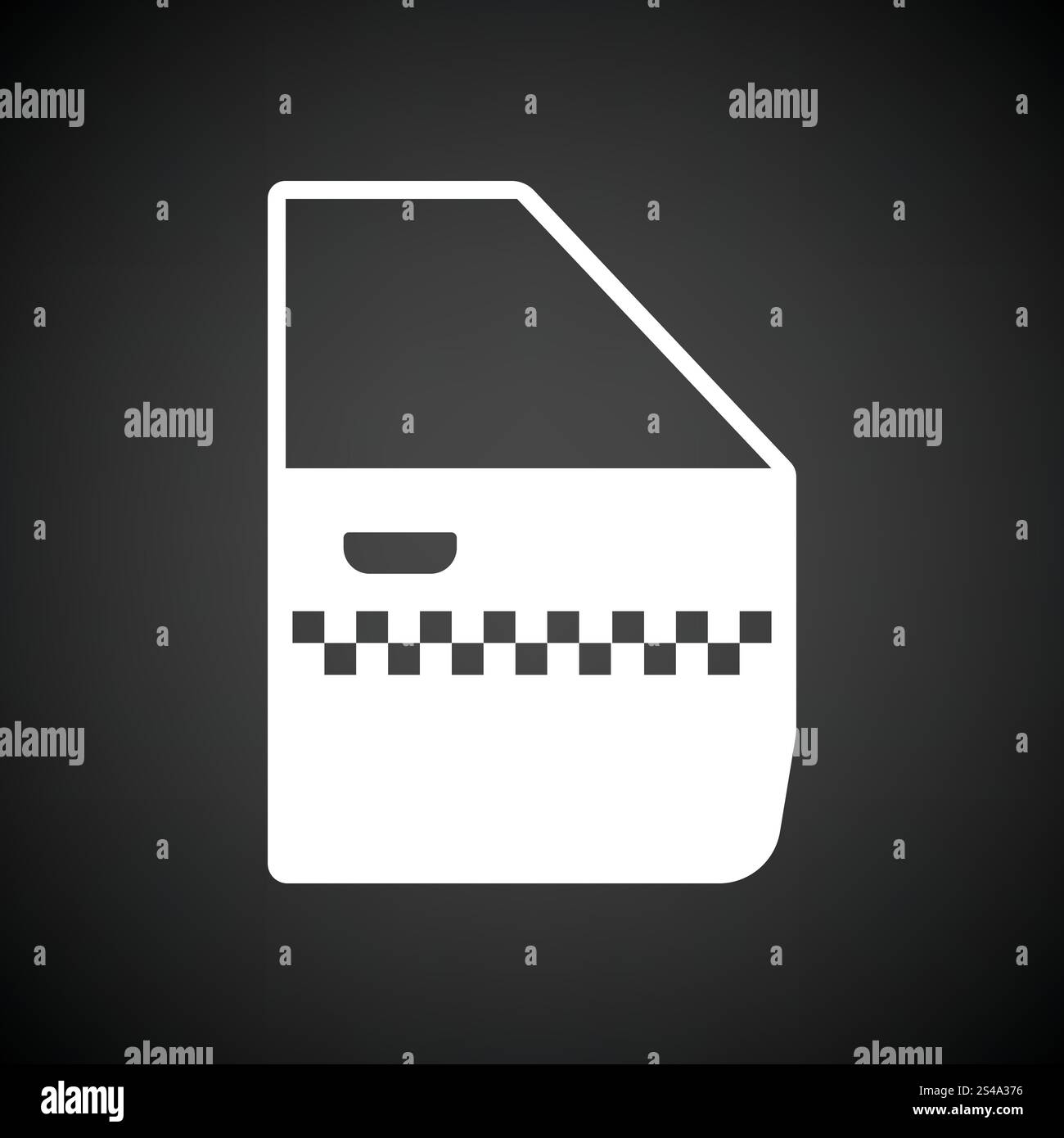 L'icône de porte latérale de taxi. Fond noir avec blanc. Vector illustration. Illustration de Vecteur