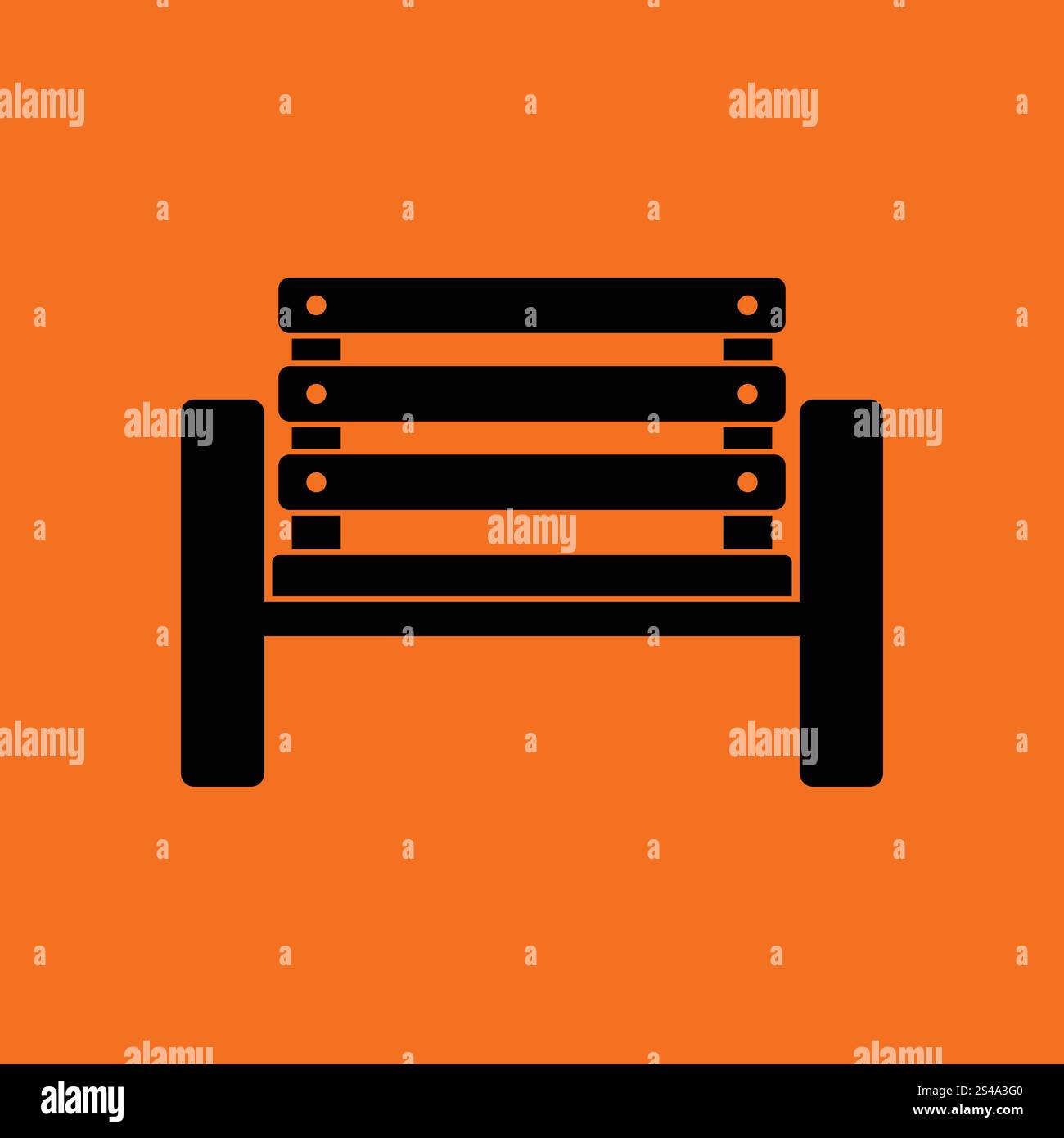 Banc de joueur de tennis de l'icône. Fond orange avec du noir. Vector illustration. Illustration de Vecteur
