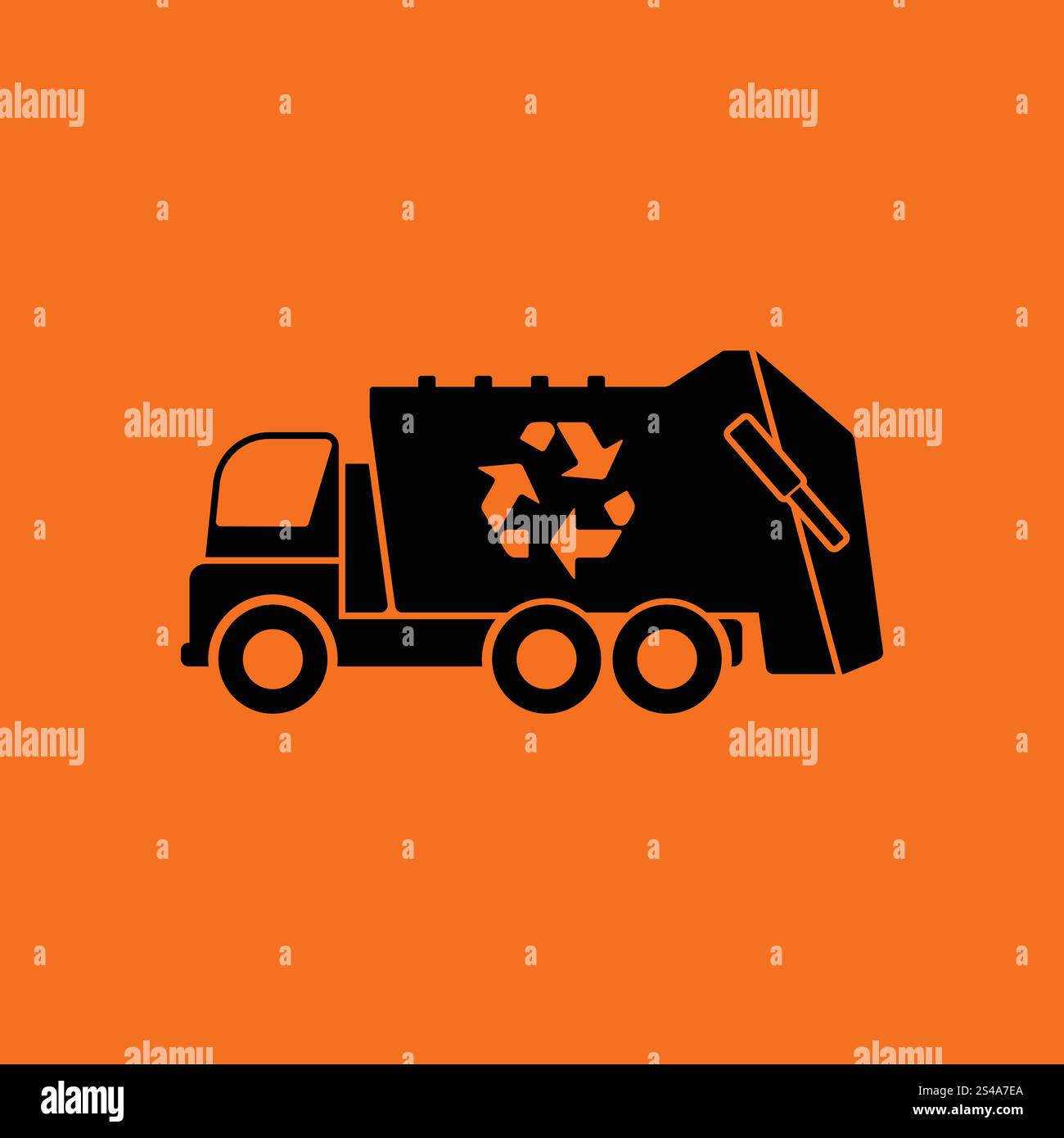 Recyclage des déchets car l'icône. Fond orange avec du noir. Vector illustration. Illustration de Vecteur