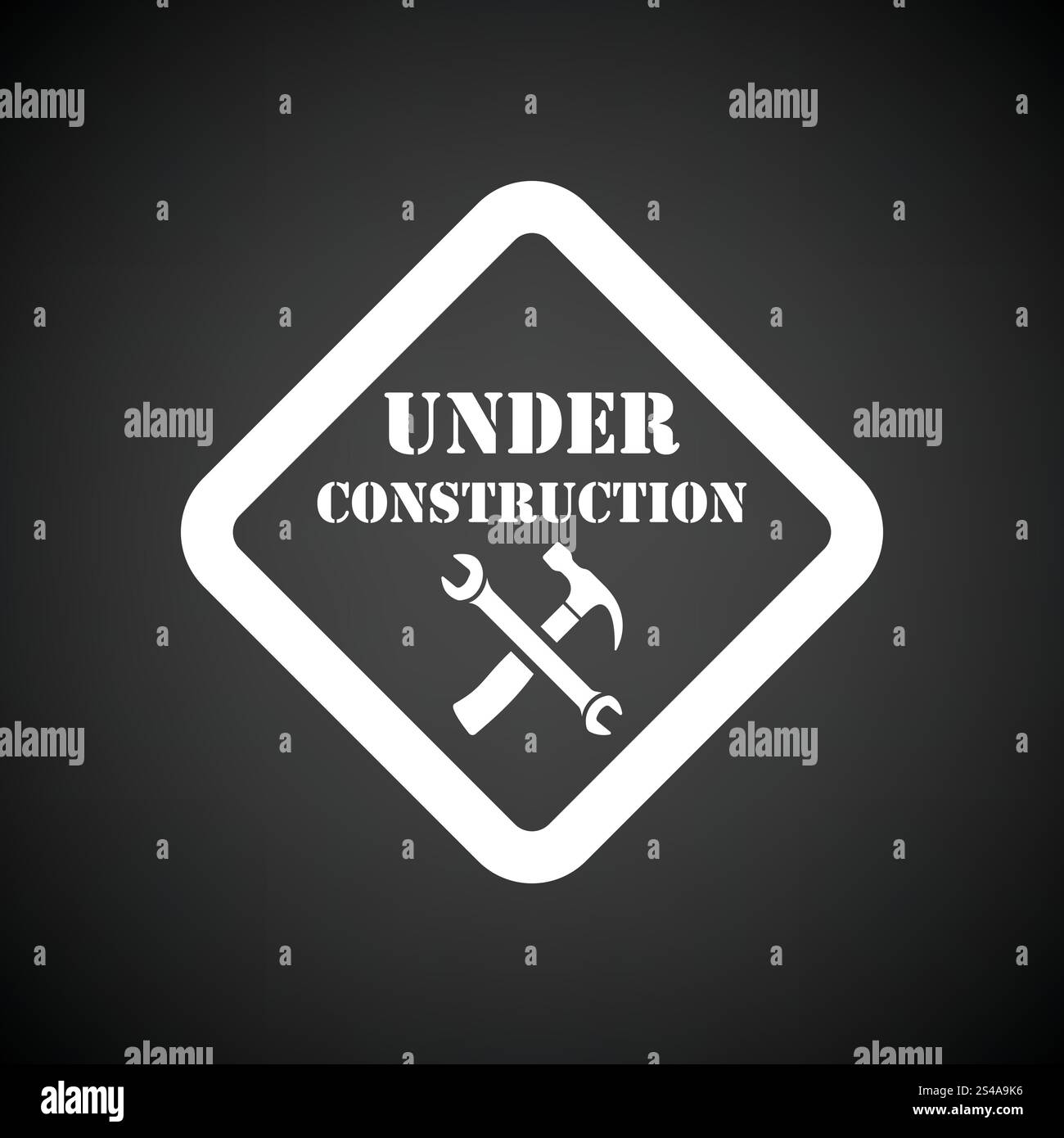 De l'icône en construction. Fond noir avec blanc. Vector illustration. Illustration de Vecteur