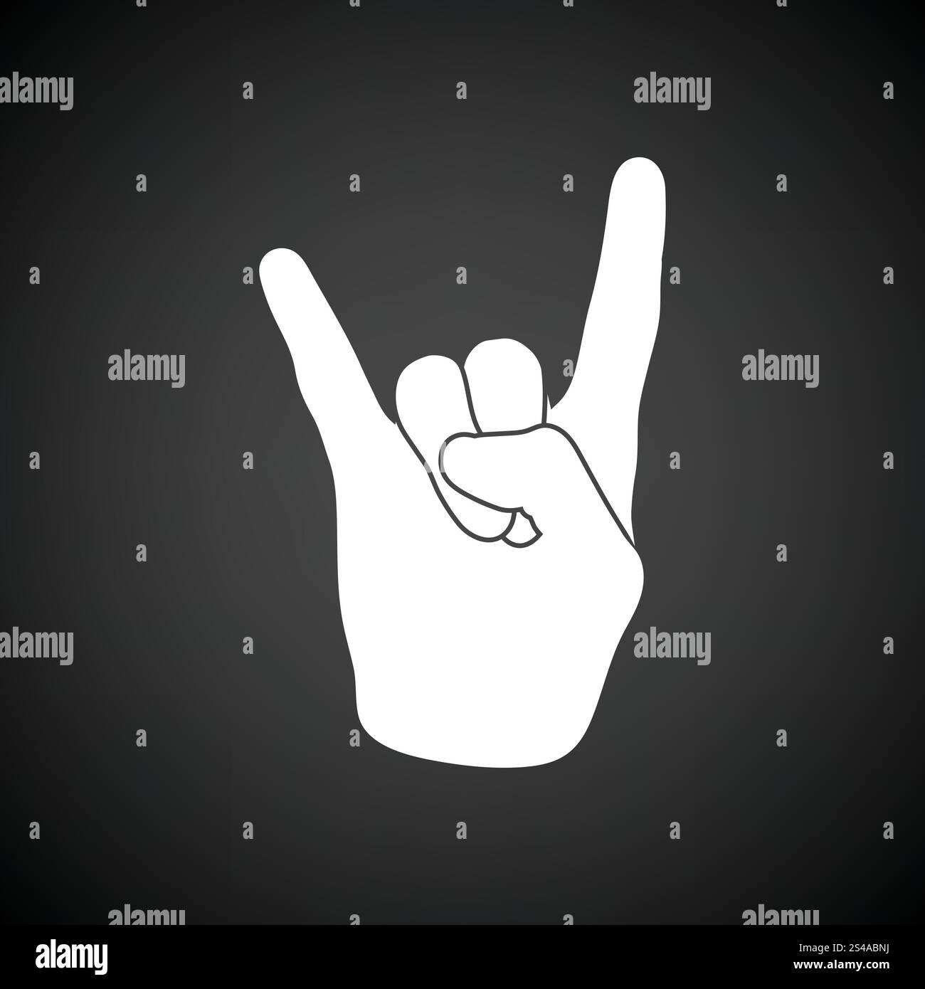 Rock icône main. Fond noir avec blanc. Vector illustration. Illustration de Vecteur