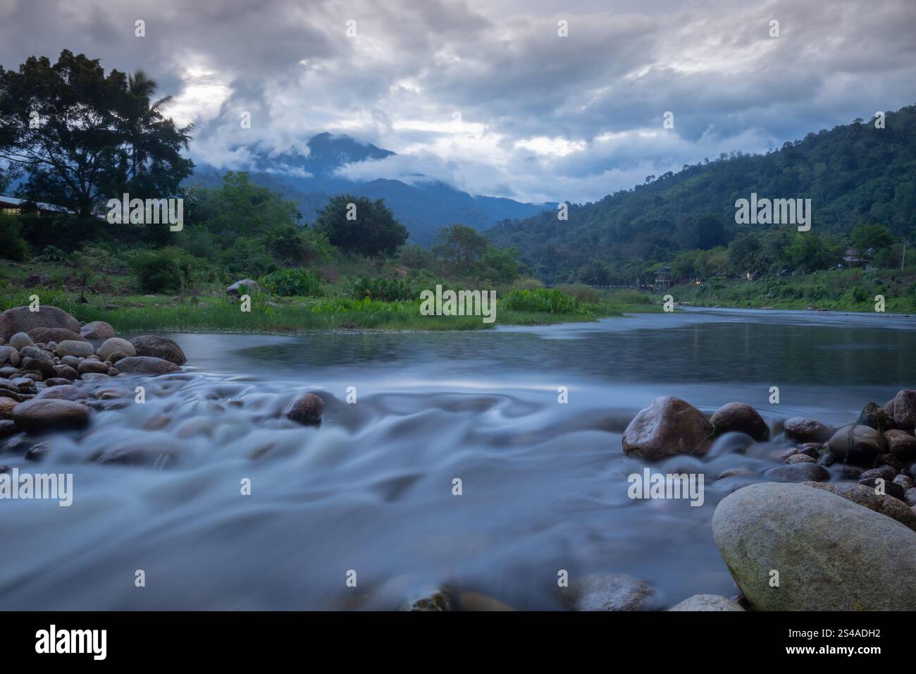 Khiriwong village est sa tranquillité, l'expérience de la vie rurale, et l'atmosphère d'un village au milieu d'une vallée, Nakhonsri Thammarat Banque D'Images