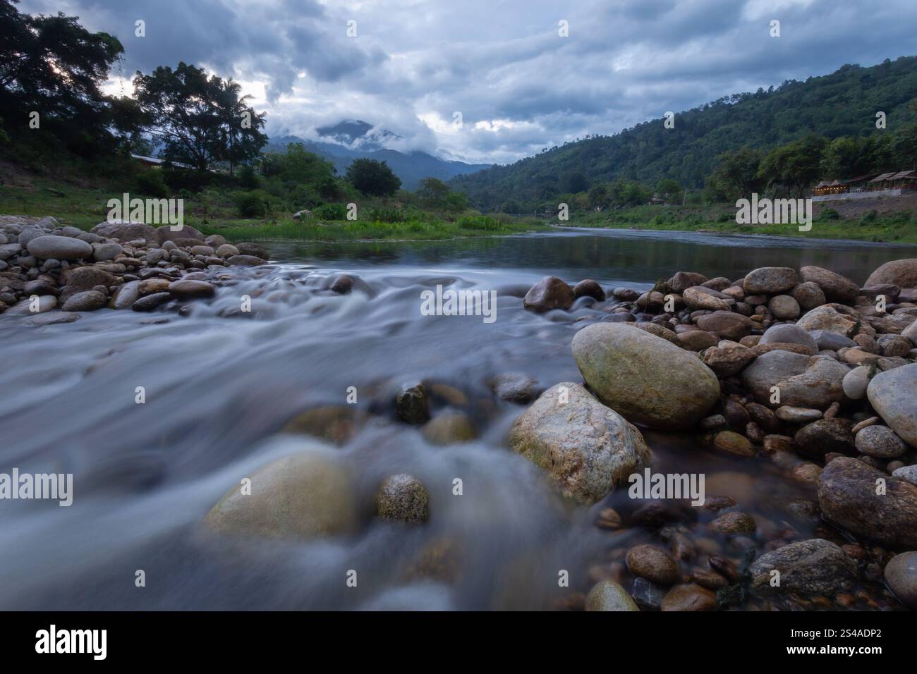 Khiriwong village est sa tranquillité, l'expérience de la vie rurale, et l'atmosphère d'un village au milieu d'une vallée, Nakhonsri Thammarat Banque D'Images