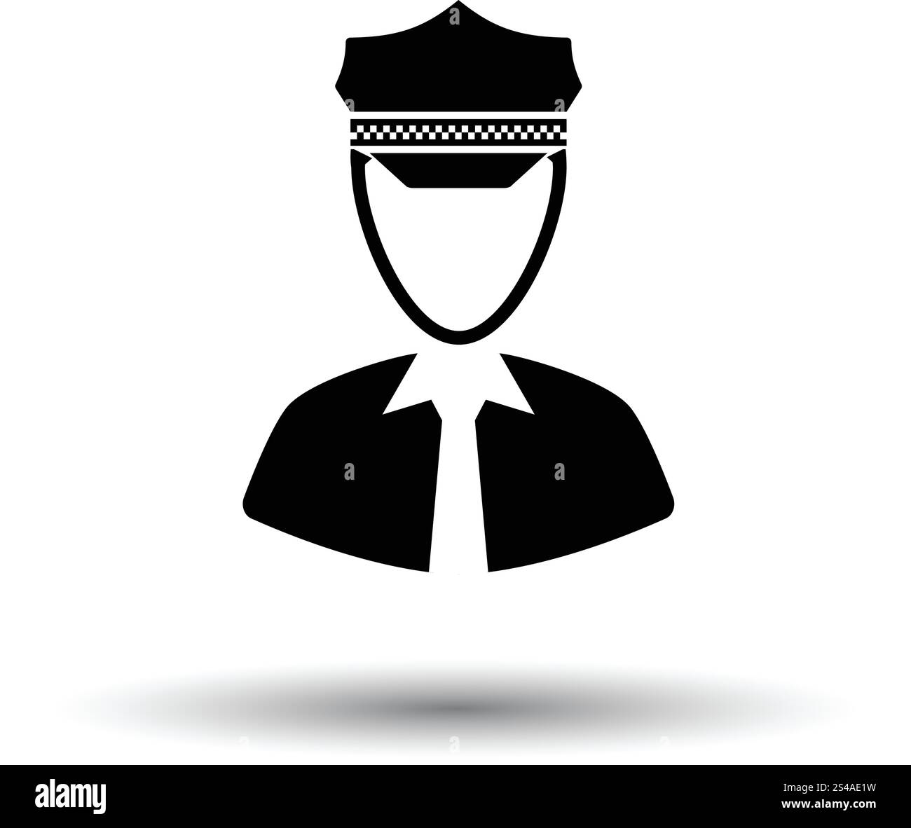 L'icône du pilote de taxi. Fond blanc avec design de l'ombre. Vector illustration. Illustration de Vecteur