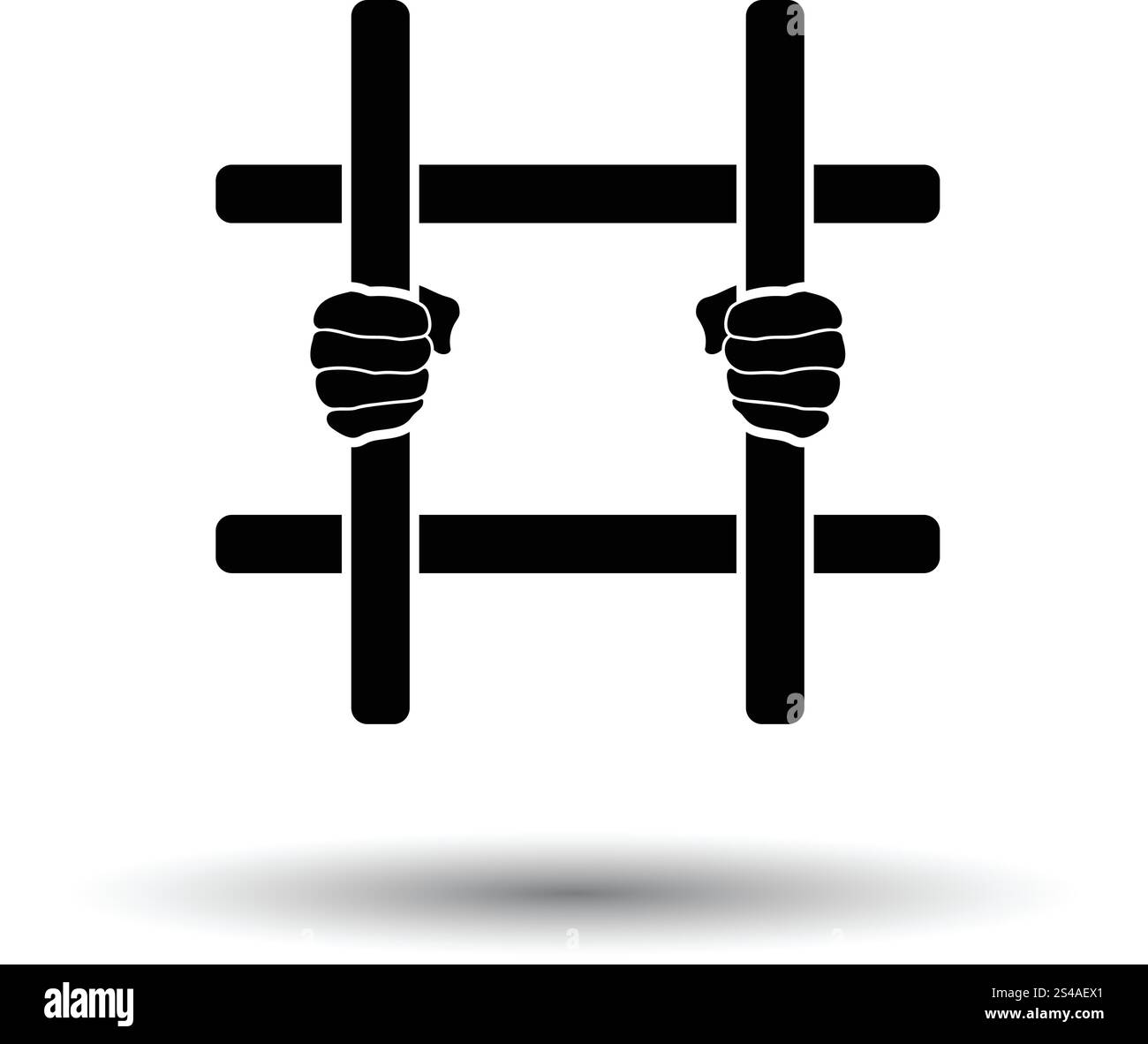 Mains tenant les barreaux icône. Fond blanc avec design de l'ombre. Vector illustration. Illustration de Vecteur