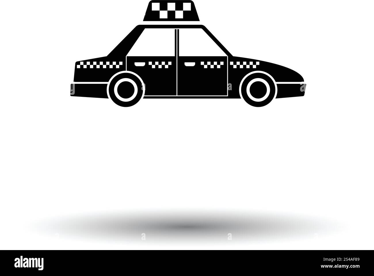 L'icône de la voiture de taxi. Fond blanc avec design de l'ombre. Vector illustration. Illustration de Vecteur