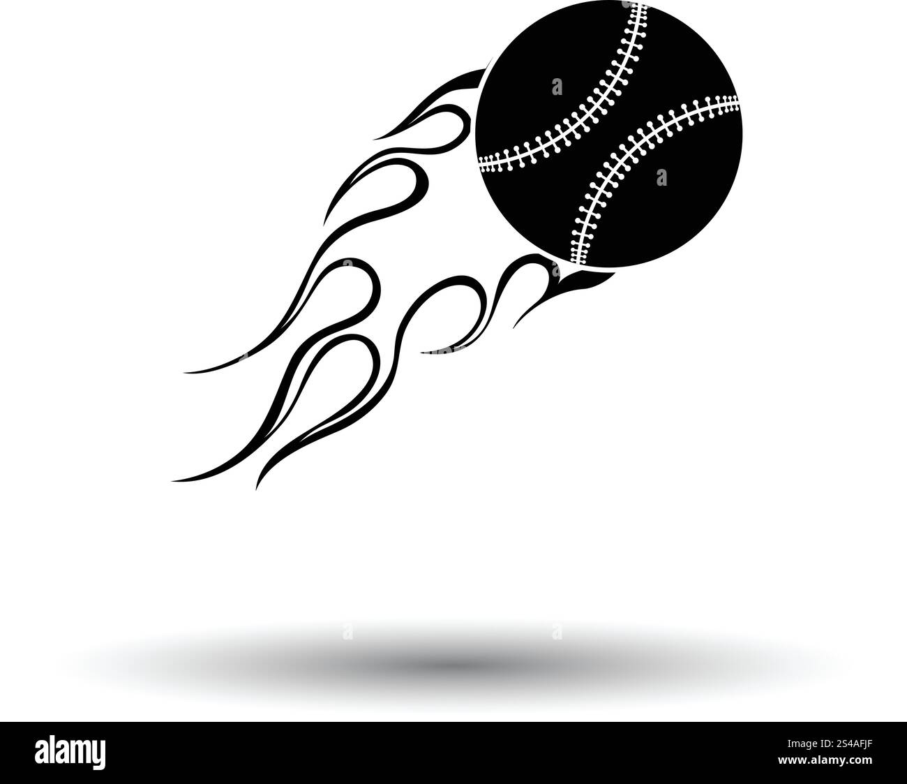 Fire ball Baseball icône. Fond blanc avec design de l'ombre. Vector illustration. Illustration de Vecteur