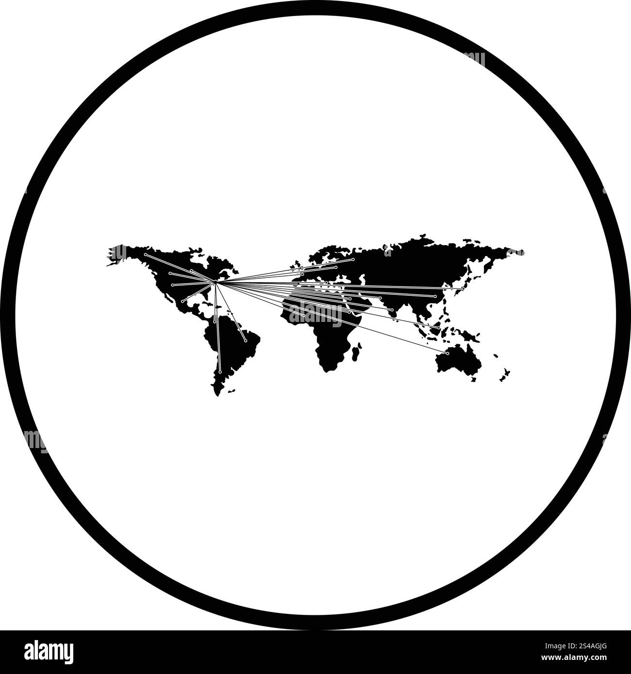 Carte avec directions pour toutes les parties du monde. Cercle mince de conception. Vector illustration. Illustration de Vecteur