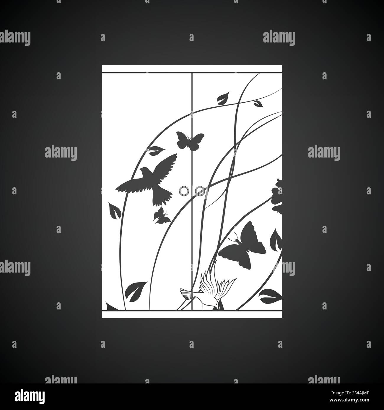 Armoire enfant icône. Fond noir avec blanc. Vector illustration. Illustration de Vecteur