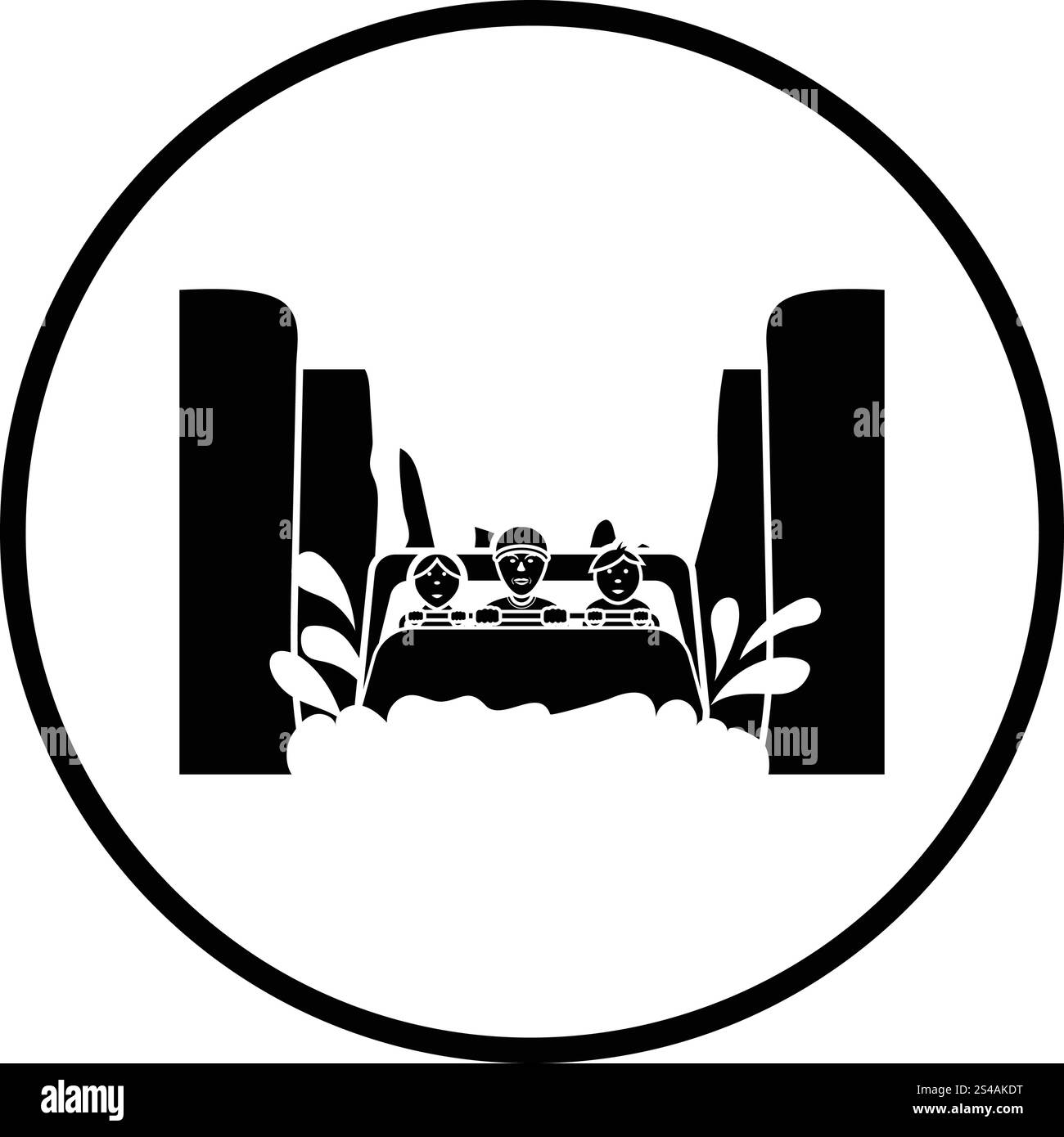 L'icône de l'eau en bateau. Cercle mince de conception. Vector illustration. Illustration de Vecteur