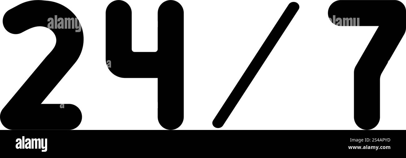 24/7 icône de service . Illustration de Vecteur