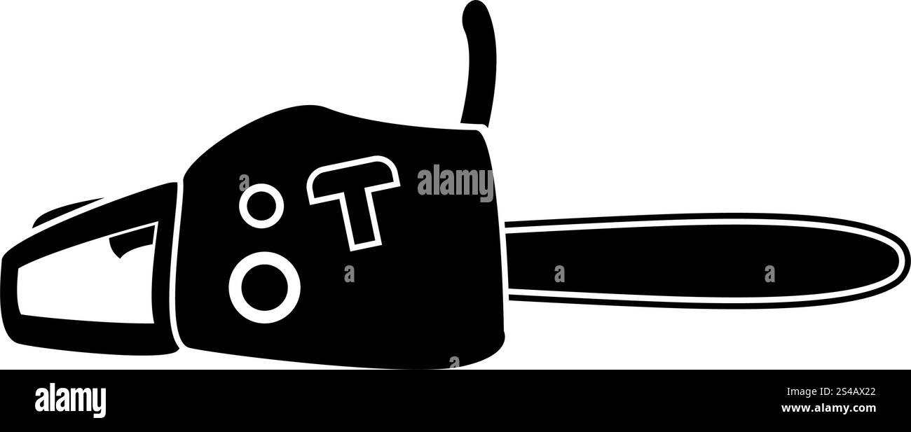 Scie à essence il s'agit d'une icône noire. Style simple .. Scie à essence il s'agit d'une icône noire. Illustration de Vecteur