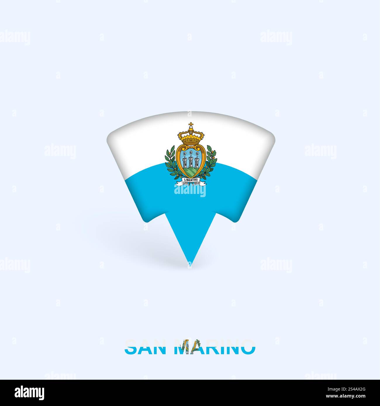 San Marino Flag Map pointeur Design avec ombre. Illustrateur vectoriel. Illustration de Vecteur
