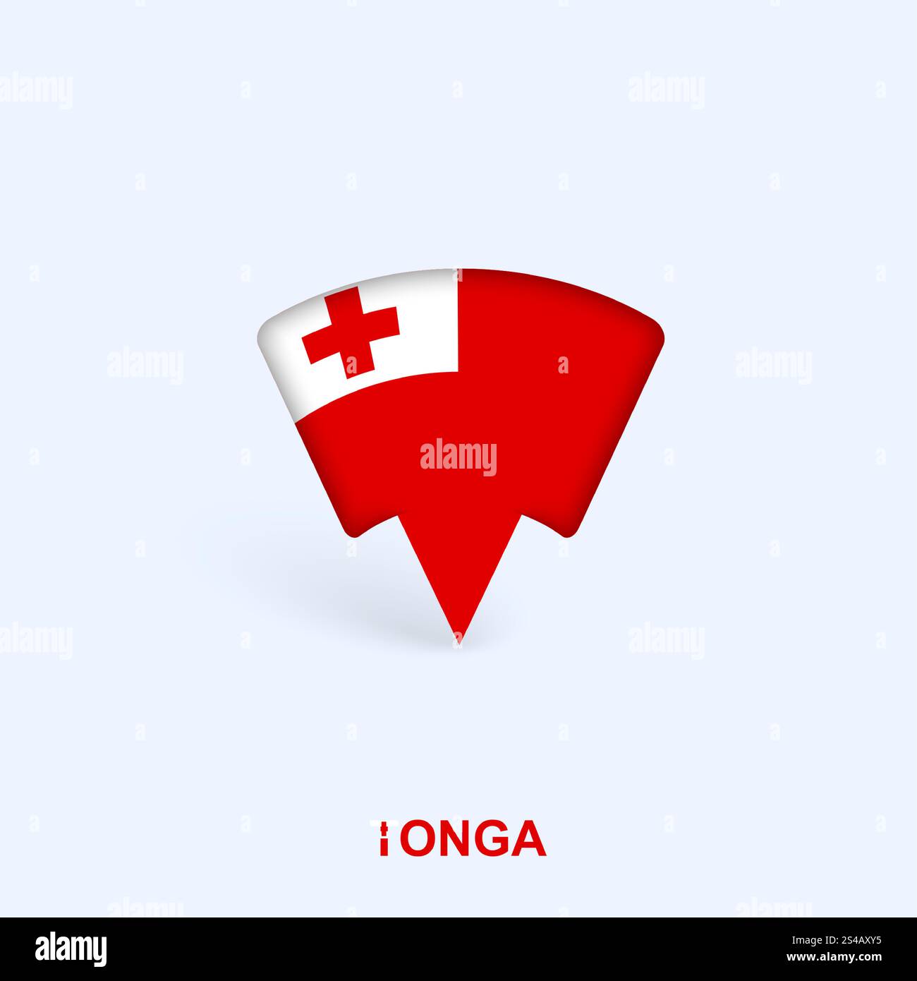 Conception de pointeur de carte drapeau Tonga avec ombre. Illustrateur vectoriel. Illustration de Vecteur