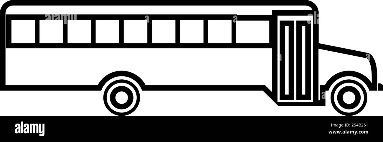 Icône noire de bus scolaire. Illustration de Vecteur