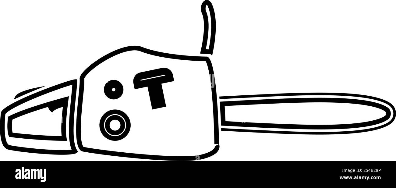 Icône noire de scie à essence . Illustration de Vecteur