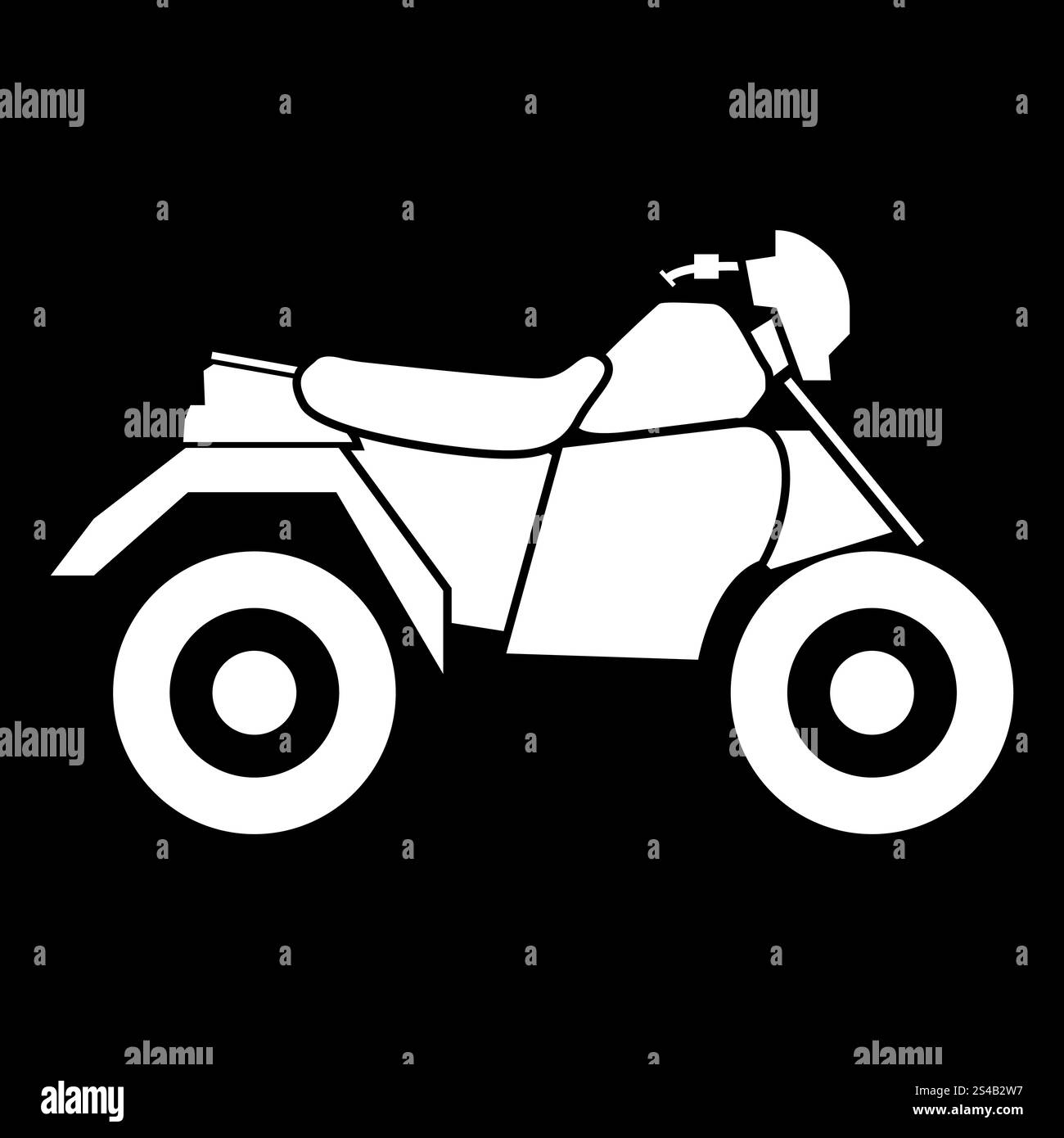 Moto VTT sur quatre roues il est icône blanche .. Moto VTT sur quatre roues il est icône blanche. Style plat. Illustration de Vecteur