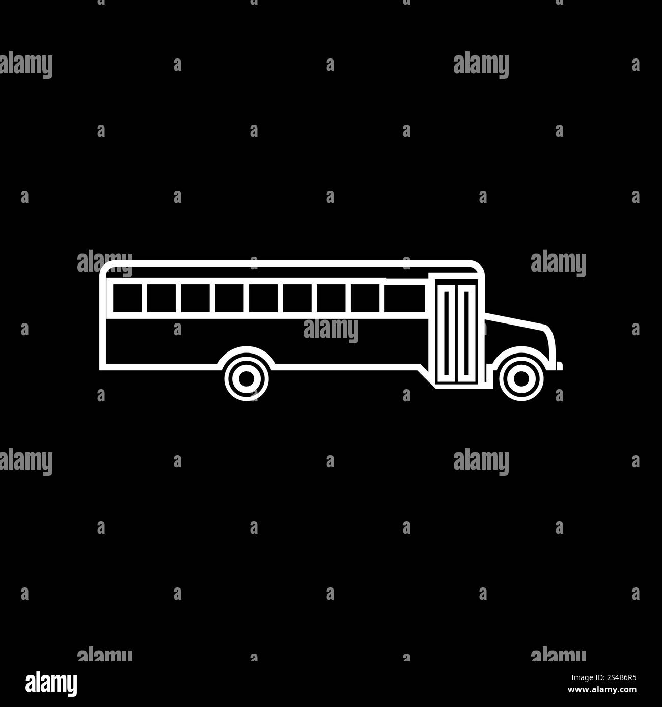 Icône blanche de bus scolaire. Illustration de Vecteur