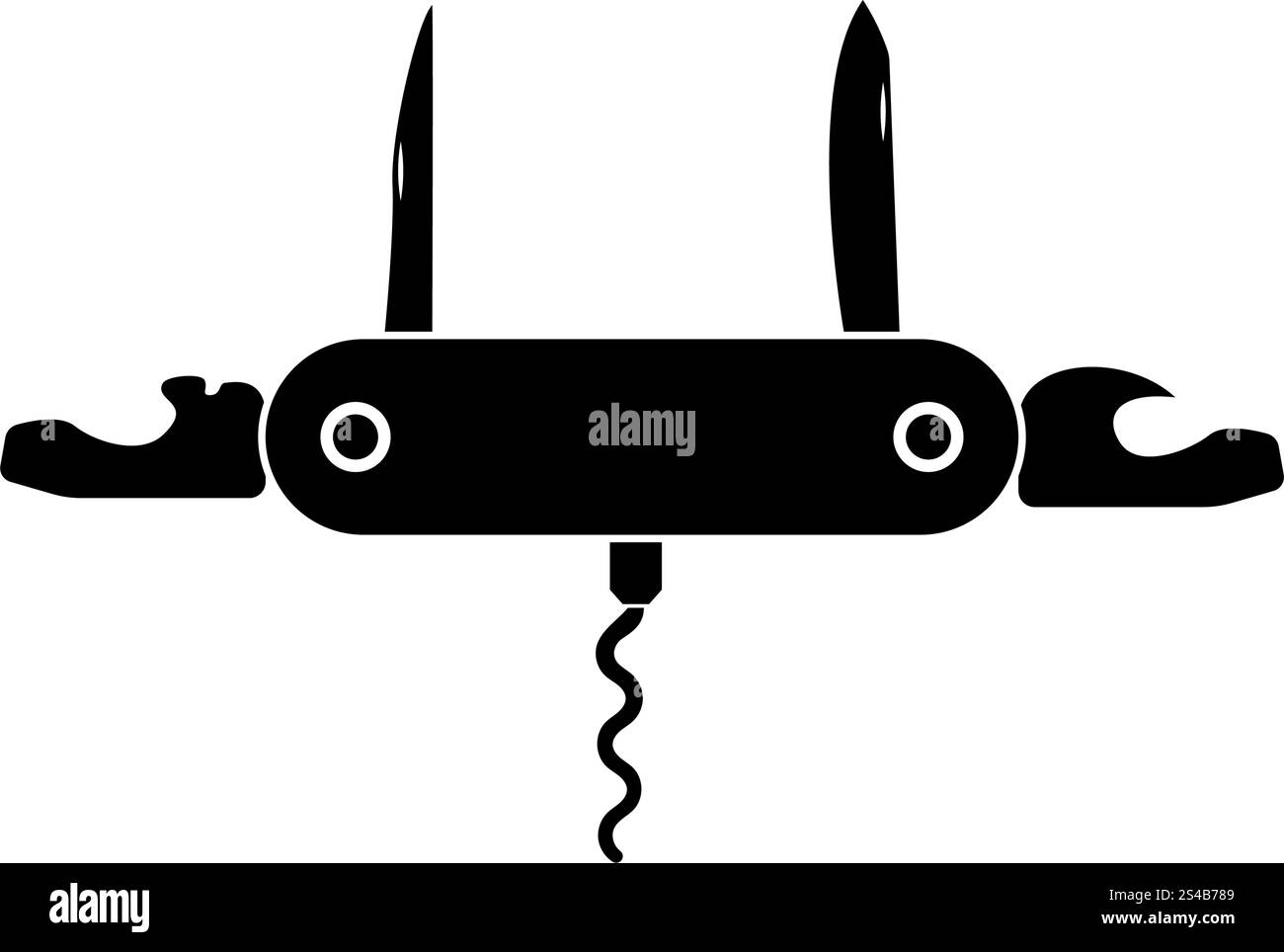 Canif couteau de poche ou icône noire . Illustration de Vecteur