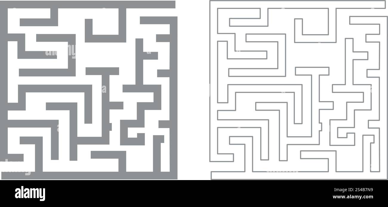 Labyrinthe, labyrinthe énigme gris Set icône . Illustration de Vecteur