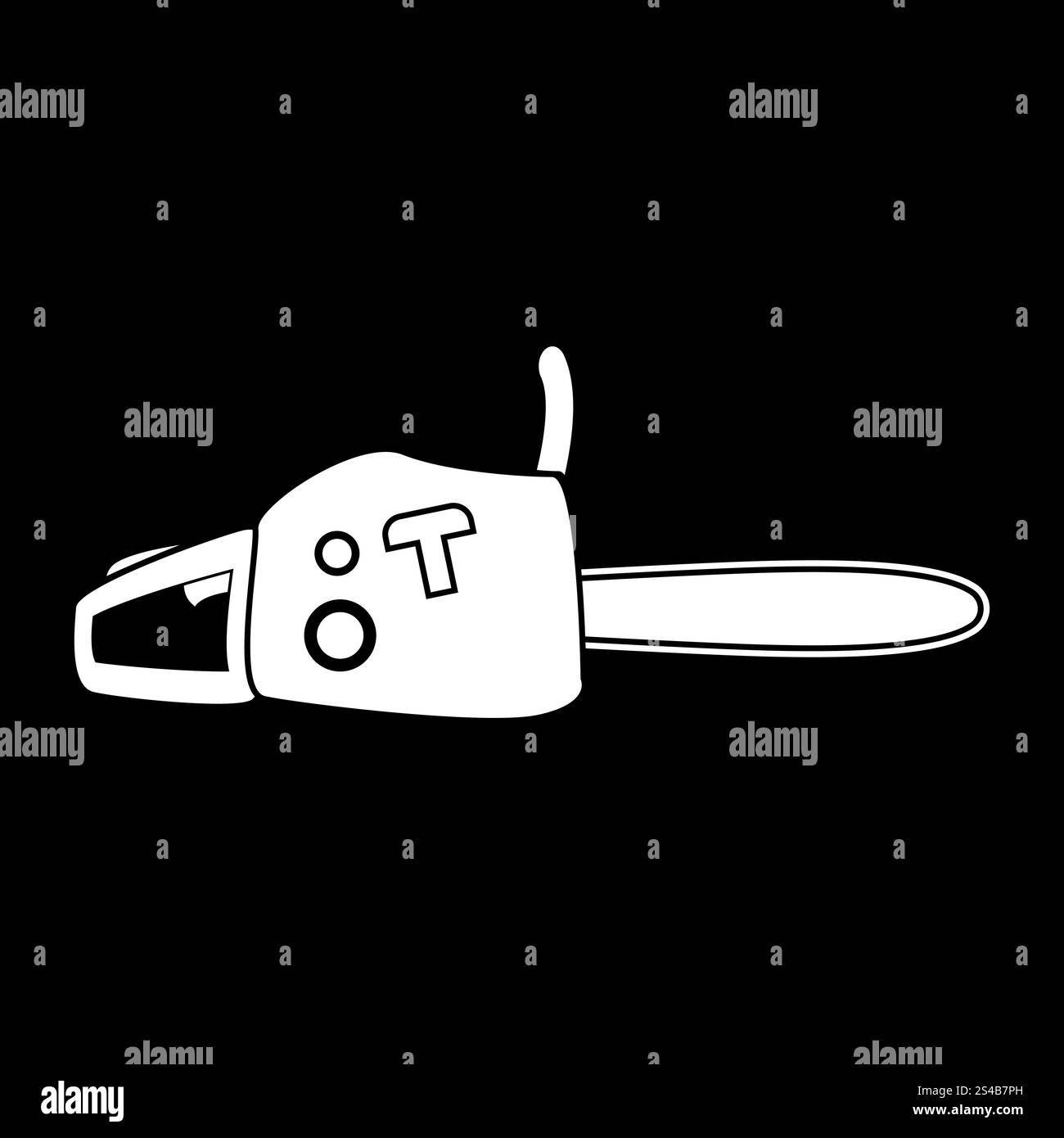 Scie à essence il est icône blanche .. Scie à essence C'est une icône blanche. Style plat. Illustration de Vecteur