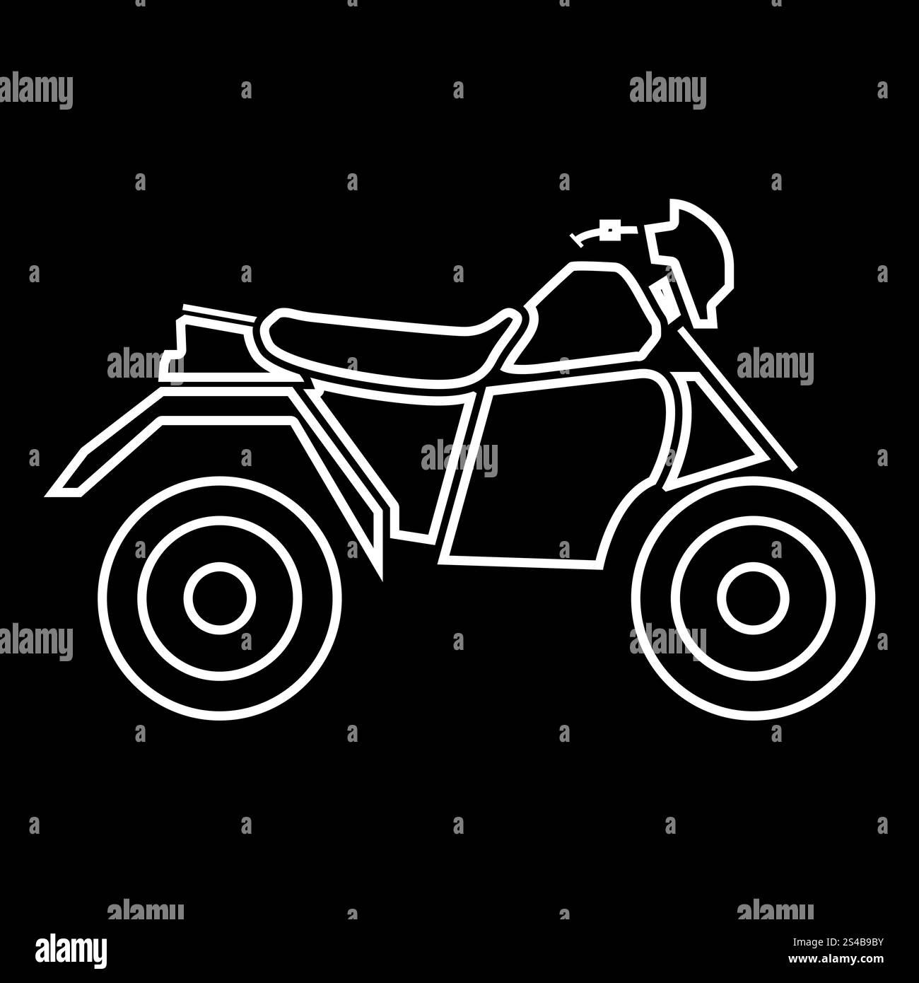 Moto VTT sur quatre roues icône blanche. Illustration de Vecteur