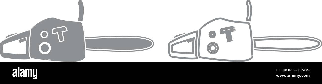 Icône de jeu de scie à essence grise . Illustration de Vecteur