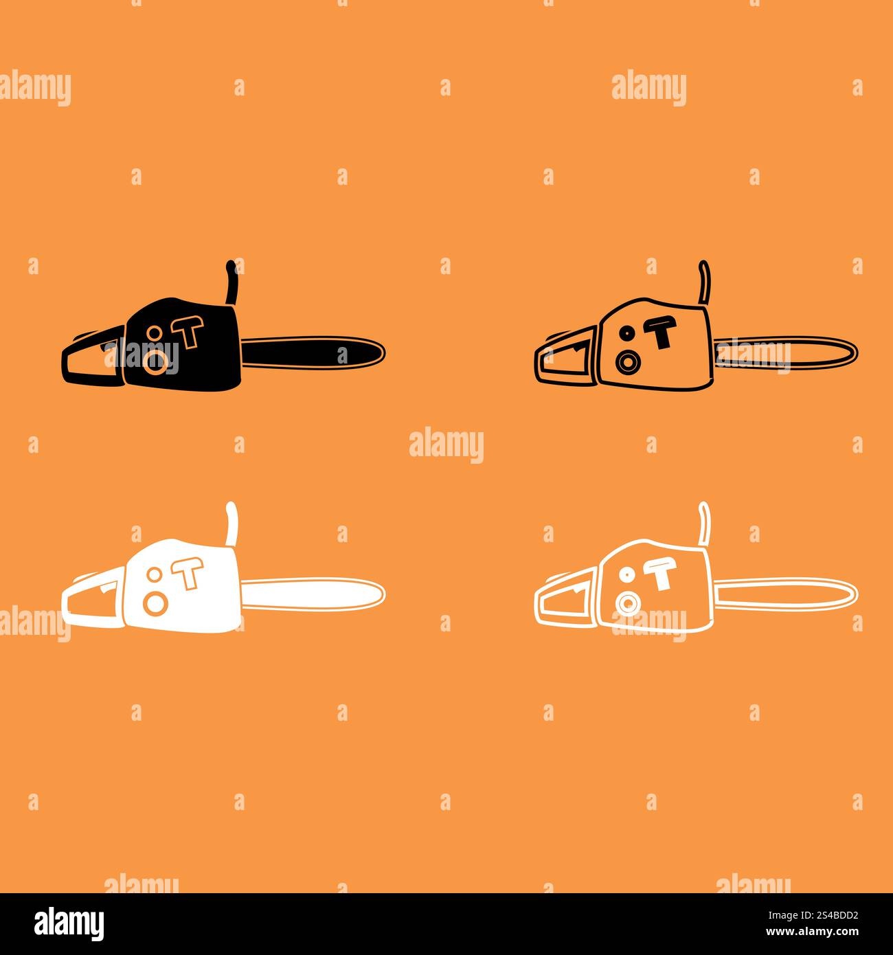 Icône de réglage noir et blanc de scie à essence . Illustration de Vecteur