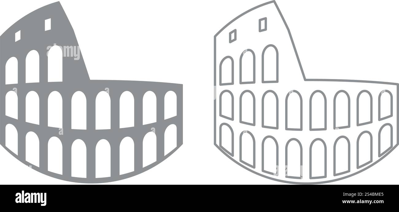 Icône Coliseum. Set gris .. Icône Coliseum. Il est gris set. Illustration de Vecteur