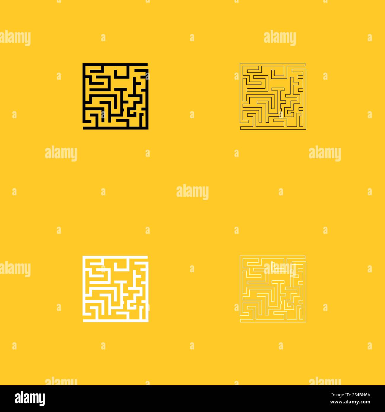 Labyrinthe, labyrinthe énigme noir et blanc ensemble icône. Labyrinthe, labyrinthe énigme noir et blanc ensemble icône . Style plat. Illustration de Vecteur