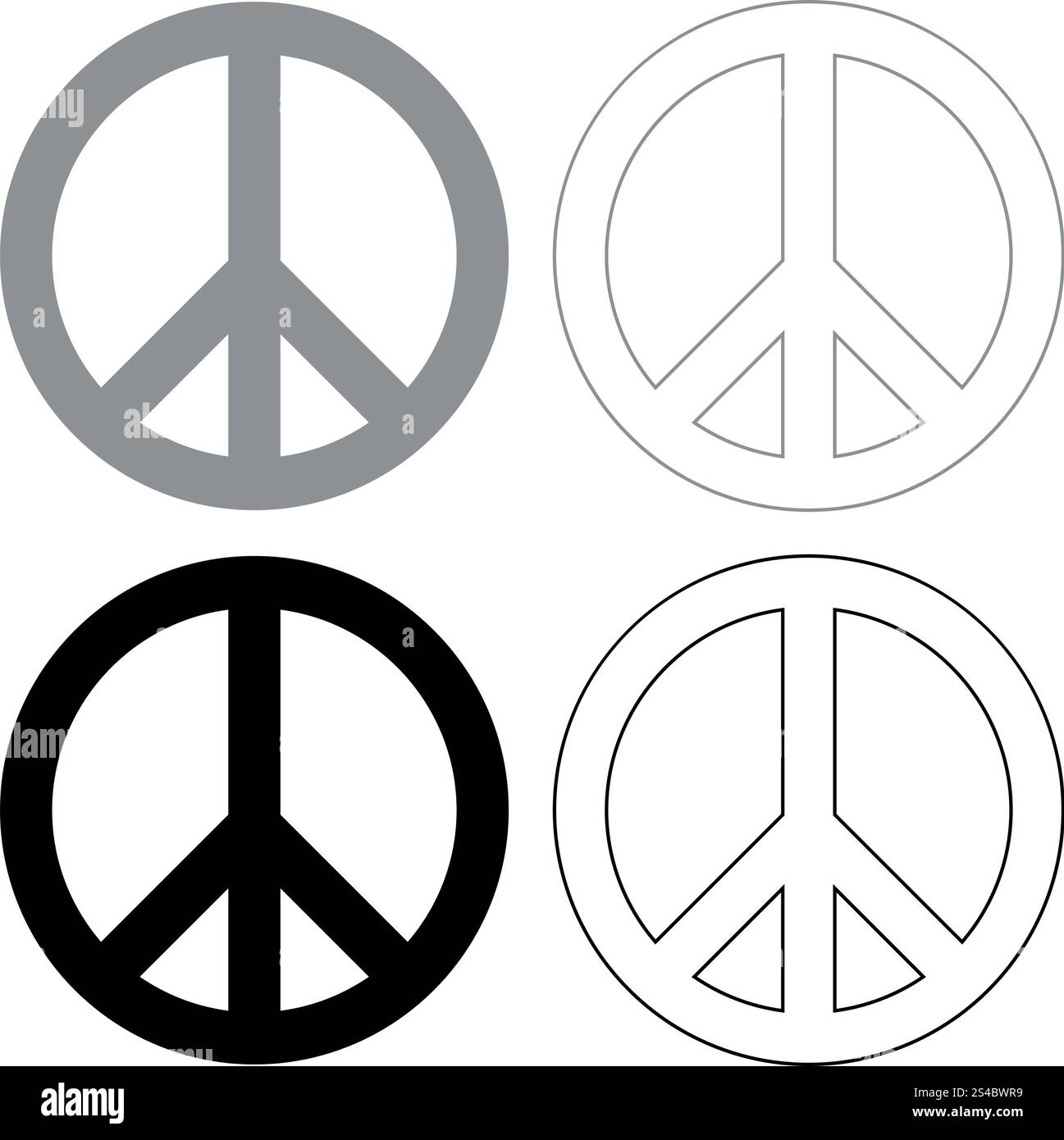 Icône de symbole de signe de paix du monde . Illustration couleur grise et noire .. Icône de symbole de signe de paix du monde . Illustration gris et noir remplissage et contour . Illustration de Vecteur