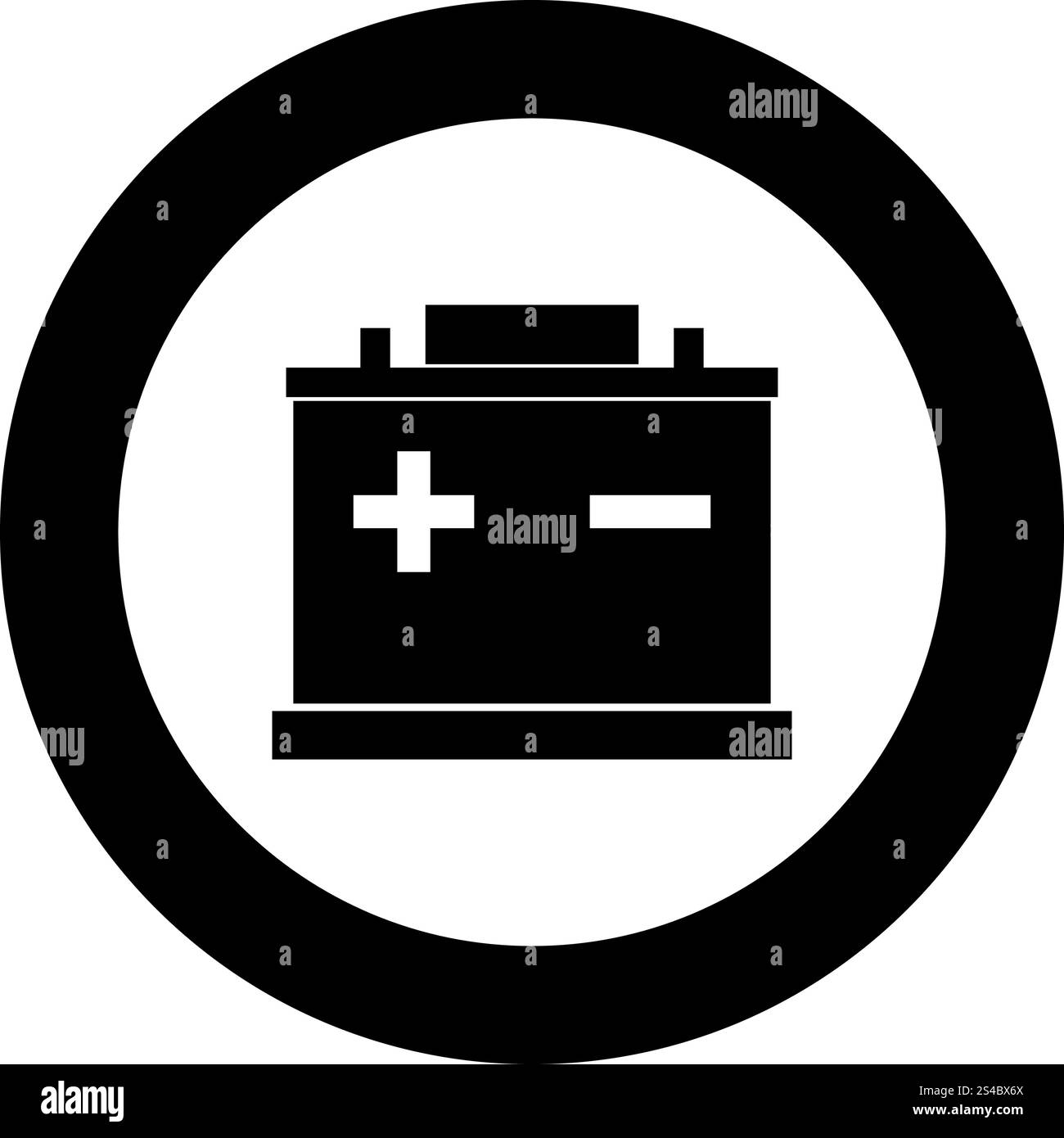 L'icône de batterie de voiture couleur noir en cercle vector illustration isolé Illustration de Vecteur