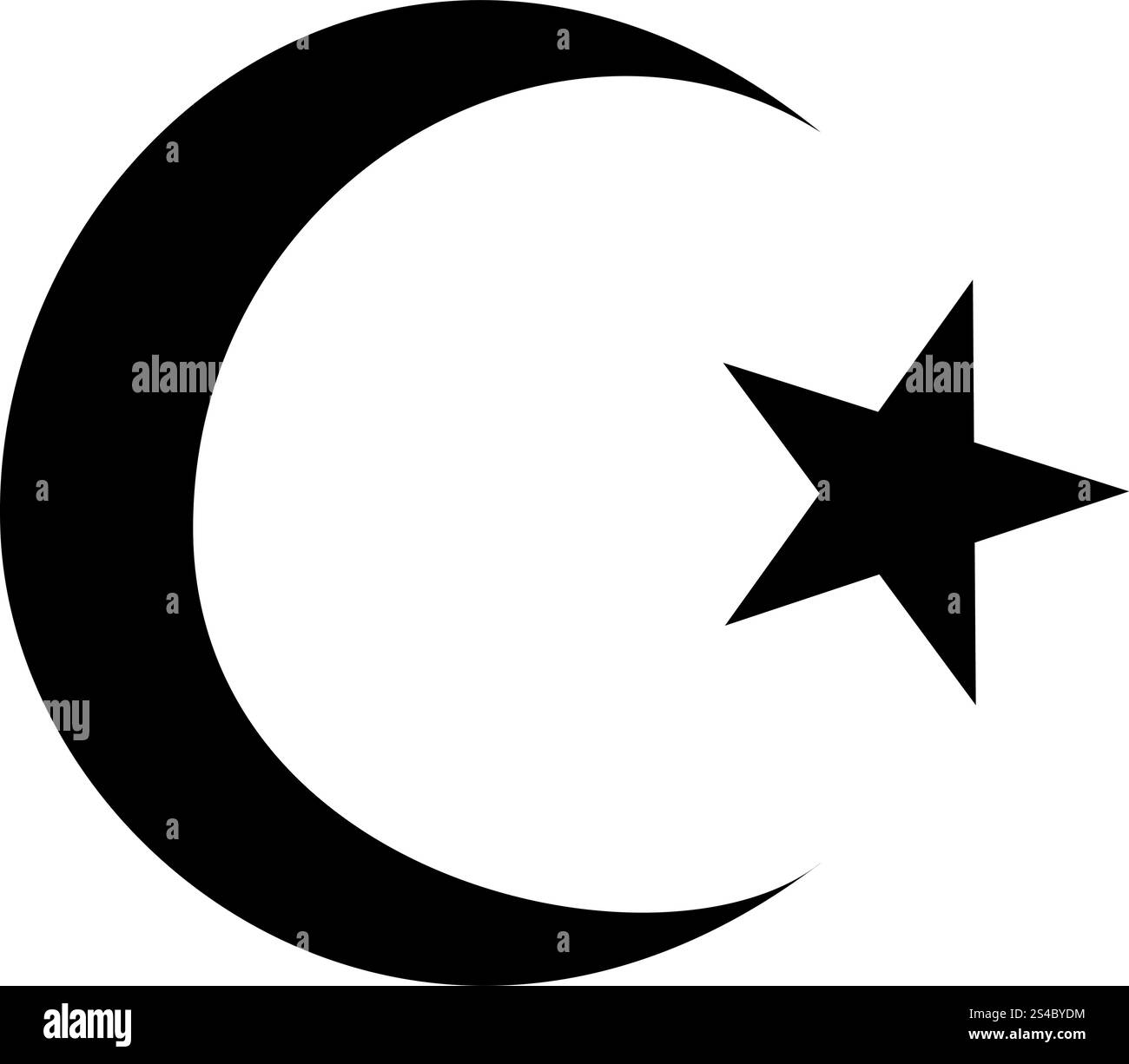 Symbole du croissant de l'Islam et étoile avec cinq coins icône couleur noire Illustration de Vecteur